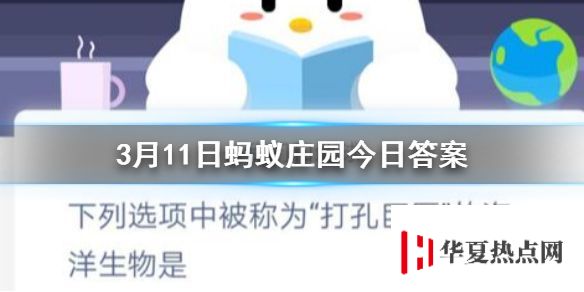 下列選項中被稱為打孔巨匠的海洋生物是 3.11螞蟻莊園今日答案