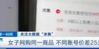 女子網購同一商品不同賬號價格差25元