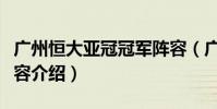 廣州恒大亞冠冠軍陣容(廣州恒大亞冠冠軍陣容介紹)