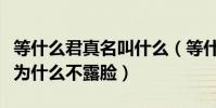 等什么君真名叫什么(等什么君真人長什么樣為什么不露臉)