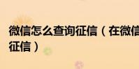 微信怎么查詢征信(在微信怎么快速查詢個人征信)