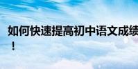 如何快速提高初中語文成績從這幾個方面入手!