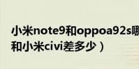 小米note9和oppoa92s哪個好(OPPOK9s和小米civi差多少)