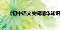 《初中語文關鍵精華知識點大全》總結