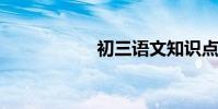 初三語文知識點總結