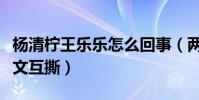 楊清檸王樂樂怎么回事(兩人社交網站再次發文互撕)