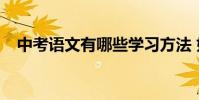 中考語文有哪些學習方法 如何提高成績?