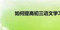 如何提高初三語文學習方法指導