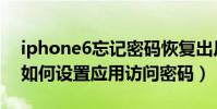 iphone6忘記密碼恢復出廠設置(iPhone6如何設置應用訪問密碼)