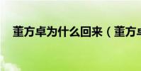 董方卓為什么回來(董方卓 為什么廢了)