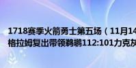 1718賽季火箭勇士第五場(11月14日NBA常規賽戰報:英格拉姆復出帶領鵜鶘112:101力克灰熊)