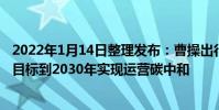 2022年1月14日整理發布:曹操出行官方正式宣布了碳中和目標到2030年實現運營碳中和
