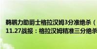 鵜鶘力助爵士格拉漢姆3分準絕殺(2021-2022NBA常規賽11.27戰報:格拉漢姆精準三分絕殺翻盤 鵜鶘險勝爵士)