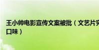 王小帥電影宣傳文案被批(文藝片究竟是否需要去迎合大眾口味)