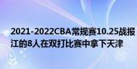 2021-2022CBA常規賽10.25戰報:吳前22分21秒來自浙江的8人在雙打比賽中拿下天津