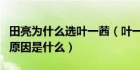 田亮為什么選葉一茜(葉一茜和田亮在一起的原因是什么)