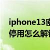iphone13密碼輸錯停用怎么辦（iphone13停用怎么解鎖）