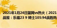 2021年1月24日籃網vs熱火(2021-2022NBA常規賽12.14戰報:樂福23 9 騎士105:94戰勝熱火)