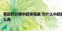 英超積分榜中超賽程表 為什么中超的積分那么低英超積分那么高