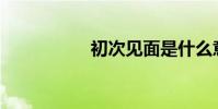 初次見面是什么意思?