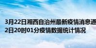 3月22日湘西自治州最新疫情消息通報-湘西自治州截至3月22日20時01分疫情數據統計情況