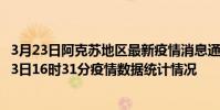 3月23日阿克蘇地區最新疫情消息通報-阿克蘇地區截至3月23日16時31分疫情數據統計情況