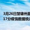 3月26日楚雄州最新疫情消息通報-楚雄州截至3月26日08時17分疫情數據統計情況