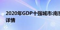 2020年GDP十強城市:南京首次入榜 附數據詳情