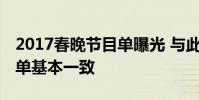 2017春晚節目單曝光 與此前網絡曝光的節目單基本一致