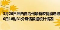 3月26日湘西自治州最新疫情消息通報-湘西自治州截至3月26日18時31分疫情數據統計情況