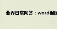 業界日常問答:word視圖怎么恢復正常
