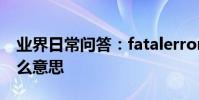 業界日常問答:fatalerrorsystemhalted什么意思