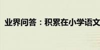 業界問答:積累在小學語文學習中的重要性