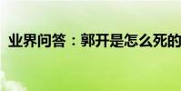 業界問答:郭開是怎么死的郭開的生平簡介