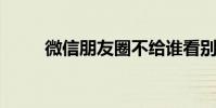 微信朋友圈不給誰看別人能看到嗎