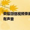 榮耀微信視頻錄屏沒有聲音怎么辦 榮耀60pro為什么錄屏沒有聲音 