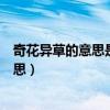 奇花異草的意思是什么異的意思是什么（詞語奇花異草的意思）