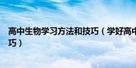 高中生物學習方法和技巧(學好高中生物最有效的方法和技巧)