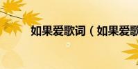 如果愛歌詞(如果愛歌詞是什么)