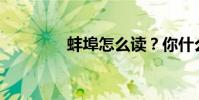 蚌埠怎么讀?你什么意思?