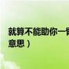 就算不能助你一臂之力什么意思（就算不能助你一臂之力啥意思）