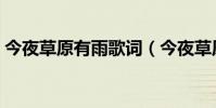 今夜草原有雨歌詞(今夜草原有雨歌曲簡介)