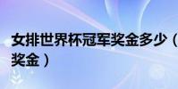 女排世界杯冠軍獎金多少(每人可以拿到多少獎金)