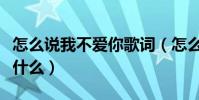 怎么說我不愛你歌詞(怎么說我不愛你歌詞是什么)