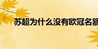 蘇超為什么沒有歐冠名額 蘇超為什么