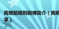 離婚前規則劇情簡介(離婚前規則劇情簡介分享)
