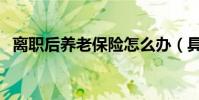 離職后養老保險怎么辦(具體給大家介紹)