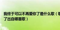我終于可以不再愛你了是什么歌(歌詞我終于可以不再愛你了出自哪首歌)