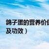 鴿子蛋的營養價值及功效和雞蛋的區別（鴿子蛋的營養價值及功效）