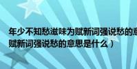 年少不知愁滋味為賦新詞強說愁的意思(年少不知愁滋味為賦新詞強說愁的意思是什么)